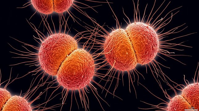 Neisseria Gonorrhoeae Bacteria Microscopic View Illustration