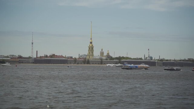  view of the sights of St.Petersburg, Neva river, Peter and Paul fortress. S-log