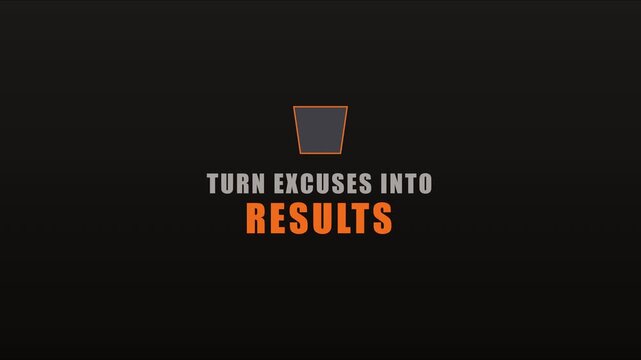 Turn excuses into results: motivational business typography animation for corporate success and personal growth presentations 4k