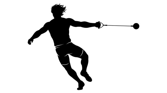 Hammer Throw Athlete Silhouette Vector Illustration
