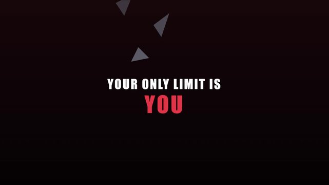 Your only limit is you motivational typography animation with floating abstract geometric shapes for success and personal growth concepts 4k