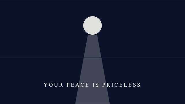 Your peace is priceless minimalist motion with glowing moon and soft spotlight effect for mindfulness and mental health projects animation 4k