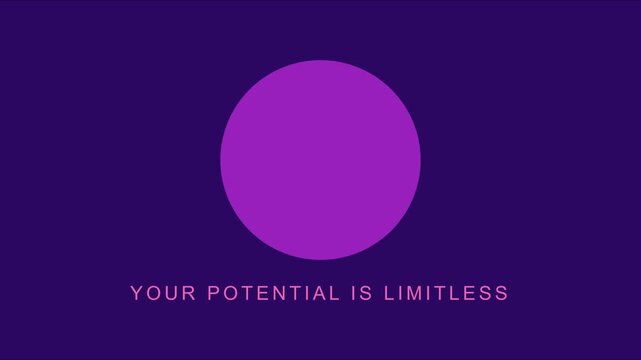 Your potential is limitless motivational quote animation with expanding purple circle for business success and personal growth concepts 4k