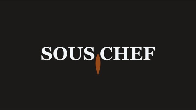 Sous chef culinary branding animation on dark 4k background, cooking kitchen restaurant