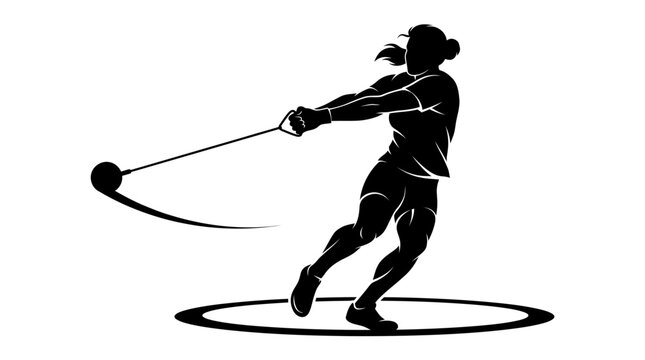 Female Hammer Thrower Silhouette Vector Illustration