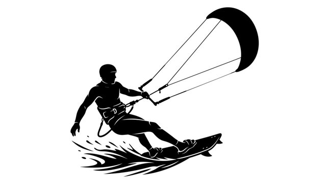 Kitesurfer Silhouette Vector Illustration