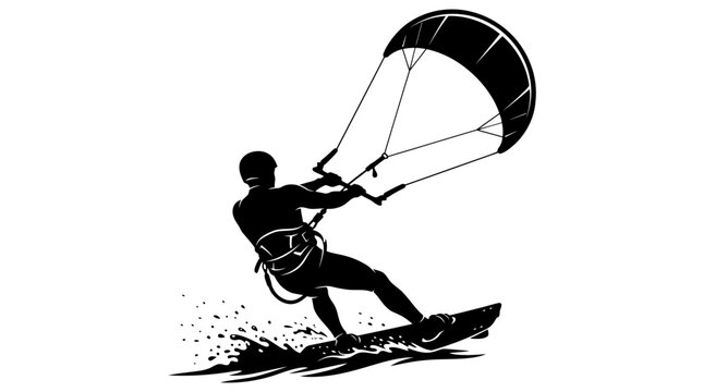 Kitesurfer Silhouette Vector Illustration