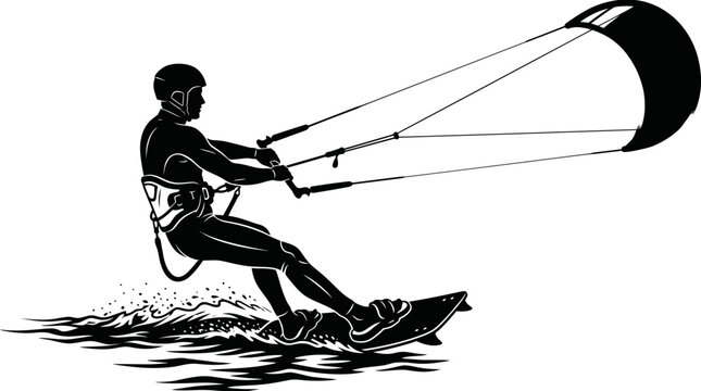 Kitesurfer Silhouette Vector Illustration