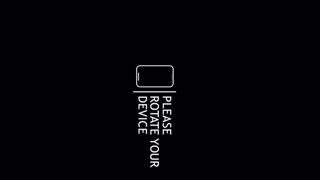 Rotate your device horizontal to vertical orientation, video animation, please rotate your phone screen message, transparent background. 4K Video