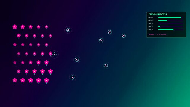 Digital drone pollination tracking systems monitor floral growth within a virtual cultivation field as automated cursor markers identify plant health status for efficient agricultural crop management