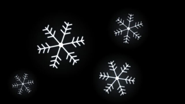 Animated White Snowflakes on Black Background
