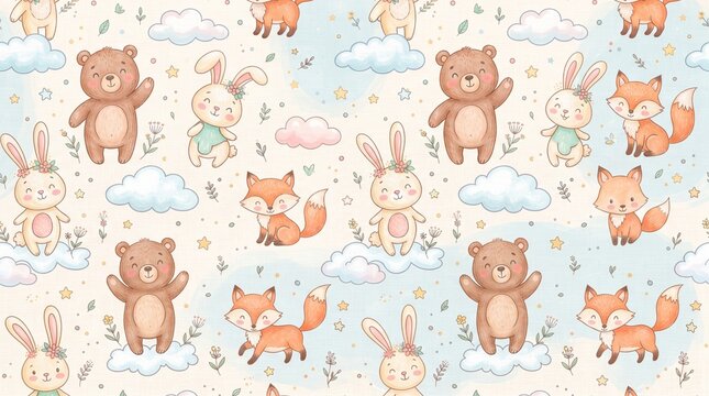 seamless pattern with rabbits