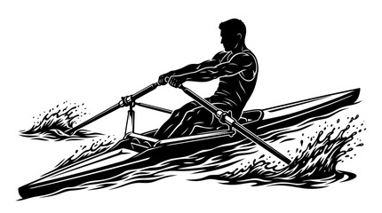 Male Rower Sculling Vector Illustration © Gali