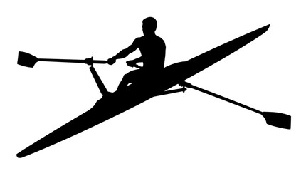 Single Rower Sculling Boat Silhouette Vector © Gali