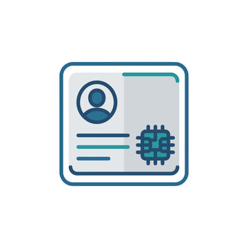 Digital Identification Card Icon with Electronic Chip and User Profile