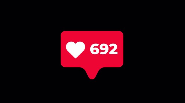 A red heart notification bubble with the number 932 a transparent background, symbolizing social media likes and digital engagement