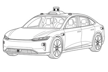Fototapeta premium Autonomous car, self driving car, autonomous vehicle, driverless car, electric vehicle, smart vehicle, artificial intelligence, AI transportation, intelligent mobility, future transportation, automoti