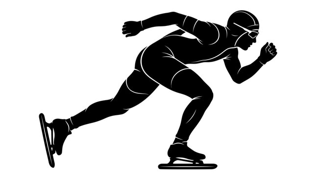 Speed Skater Silhouette Vector Illustration