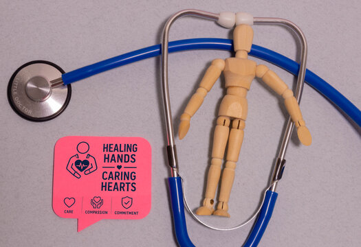 Healing Hands Caring Hearts &ndash; Compassionate Healthcare and Patient Care Concept.