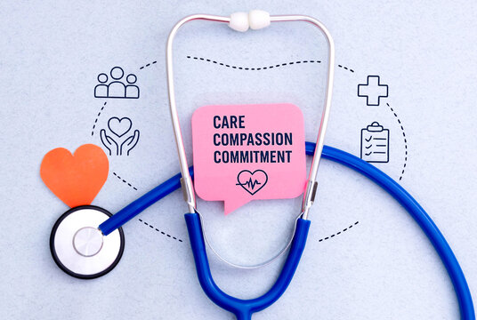 Care Compassion Commitment &ndash; Patient Centered Healthcare and Medical Support Concept.