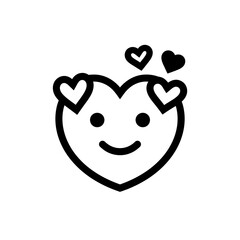 Naklejka premium Cute Heart Face Icon with Hearts