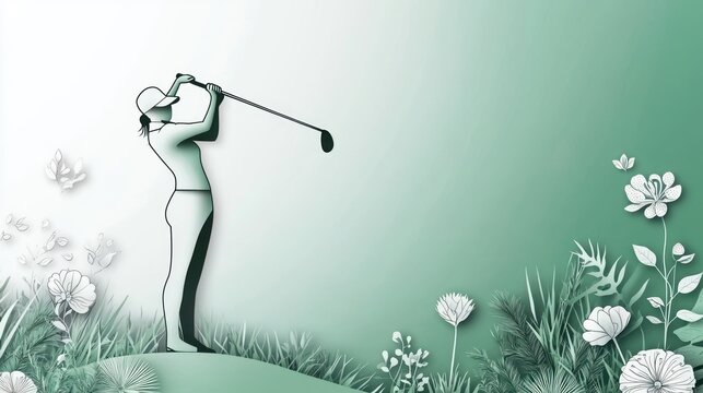 Woman golfing illustration