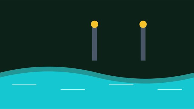 Minimalist motion of a rolling wheel on a wavy landscape animation 4k background, motion minimalist abstract