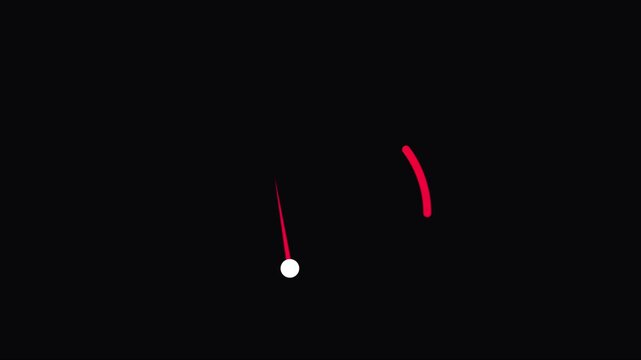 Minimalist red loading spinner animation loop on 4k black background, progress waiting