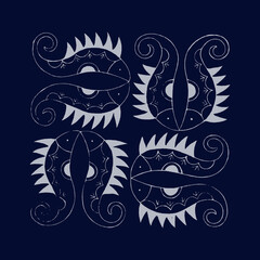 Fototapeta premium Chinese Miao Batik Ornament Vector Pattern for Fashion and Packaging Design