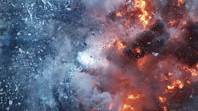 Snow and Fire Explosion Effect with Dramatic Energy Burst