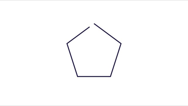 Minimalist animated pentagon shape on animation 4k white background, geometry