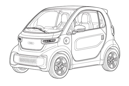 Electric microcar, electric microcar illustration, electric city car, compact electric vehicle, electric vehicle, micro electric car, urban mobility, city vehicle, eco friendly transportation, sustain