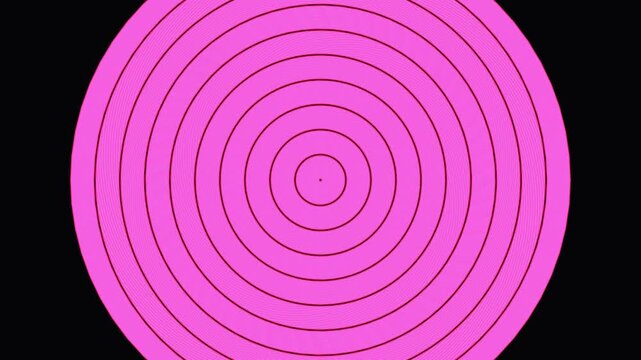Expanding Pink Circles in Concentric Growth on Black Background with Cinematic Movement
