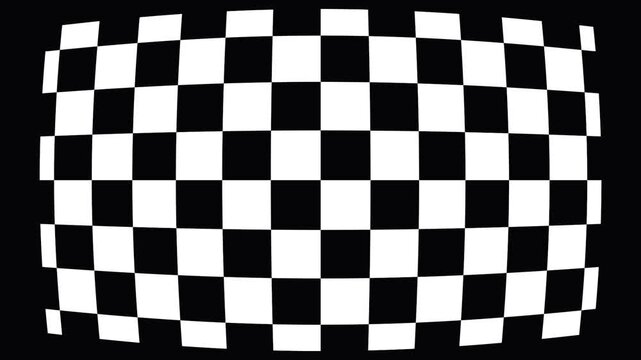 Checkerboard pattern warped with cinematic motion during a digital abstract background animation