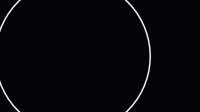 Three white circles diminishing in size across black screen during clean digital animation concept