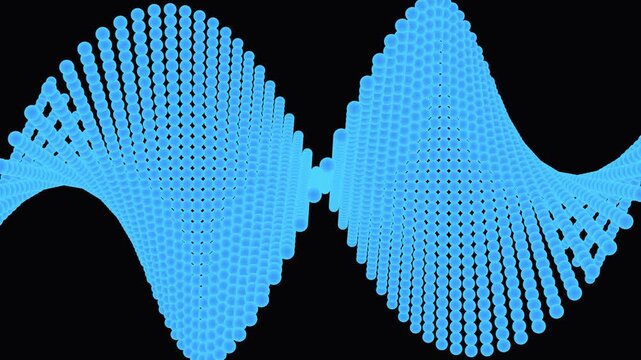 Blue Abstract Sound Waveforms Evolving Against Black Background With Cinematic Motion