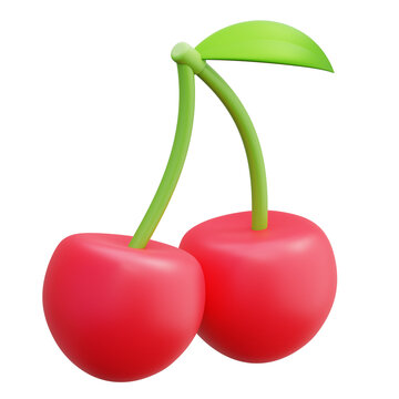 3D cherry Red Fruit Fresh Sweet Organic Summer Berry Healthy Snack Delicious Natural Produce