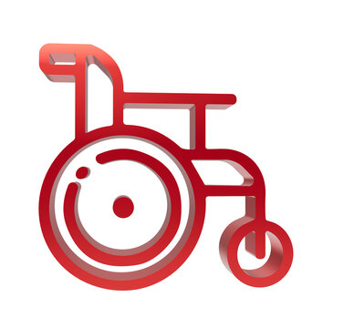 A vibrant glossy 3d rendering showcases a red walker a mobility aid designed for assistance presented with sleek curves isolated on transparent background