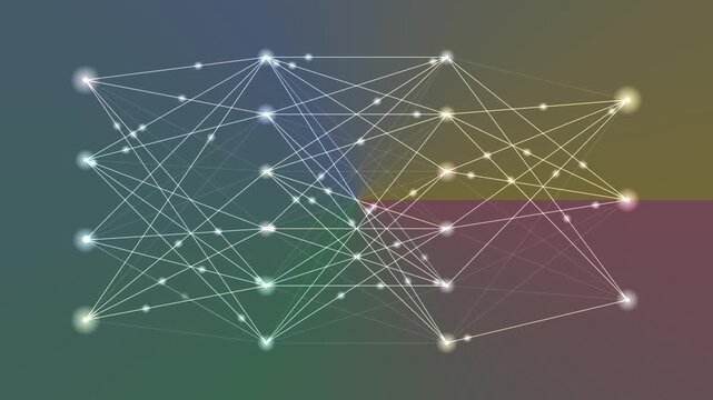 Dynamic digital illustration of an artificial neural network, symbolizing the intricate web of connections in machine learning, AI, and complex data processing systems