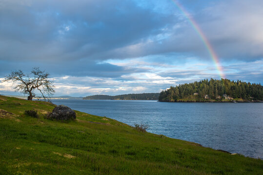 Rainbow over Friday Harbor on San Juan Island