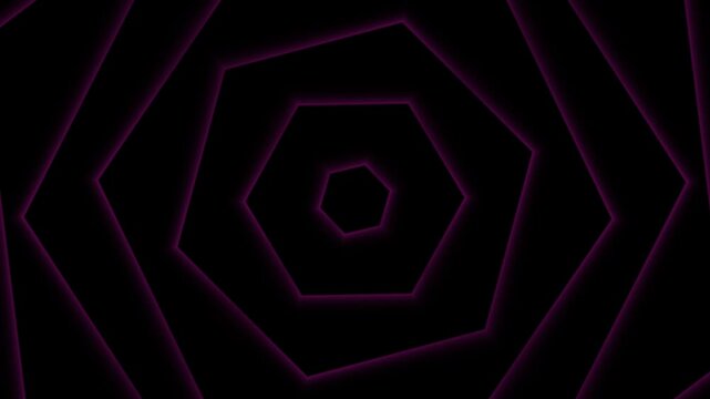Hexagonal geometric pattern expanding and animating in dark space with abstract motion