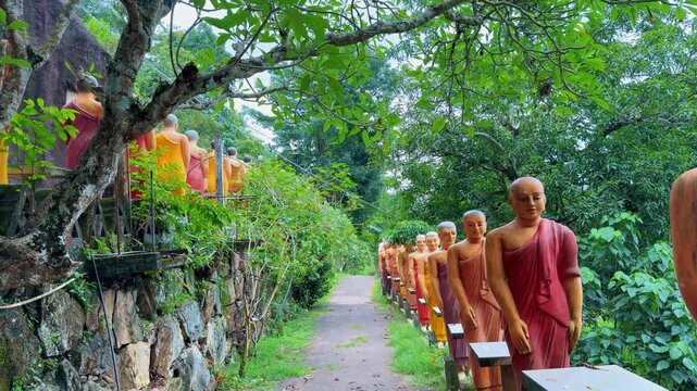 Buddhist Monk Statues at Ambulgama Raja Maha Viharaya Sri Lanka