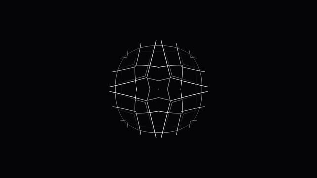 Abstract geometric shapes evolving on black background with subtle light and motion