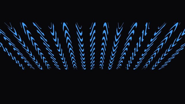 Abstract blue digital particles forming geometric patterns during a slow camera pan across a dark background