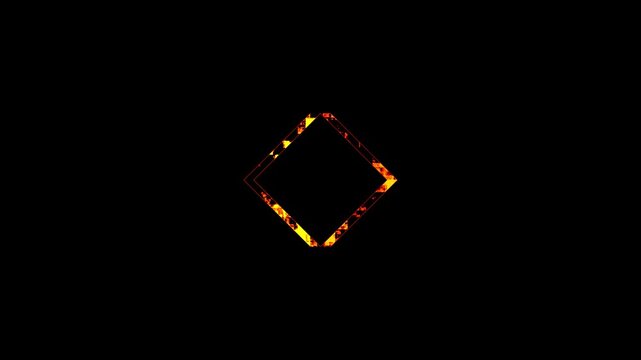 Abstract glowing diamond shapes moving with cinematic motion against black background