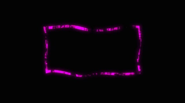 Glowing Neon Rectangles Forming Animated Digital UI Elements on Black Background