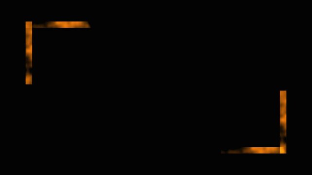 Abstract corner flares with golden light particles moving dynamically on black background for motion graphics