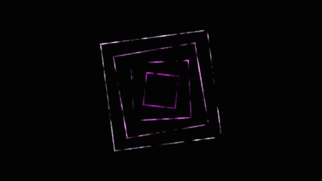 Abstract geometric shapes rotating with luminous particles during a dark night background