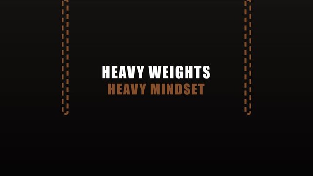 Heavy weights heavy mindset motivational typography motion for fitness and personal development animation 4k