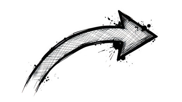 Black arrow with grid pattern isolated on transparent background isolated on transparent background